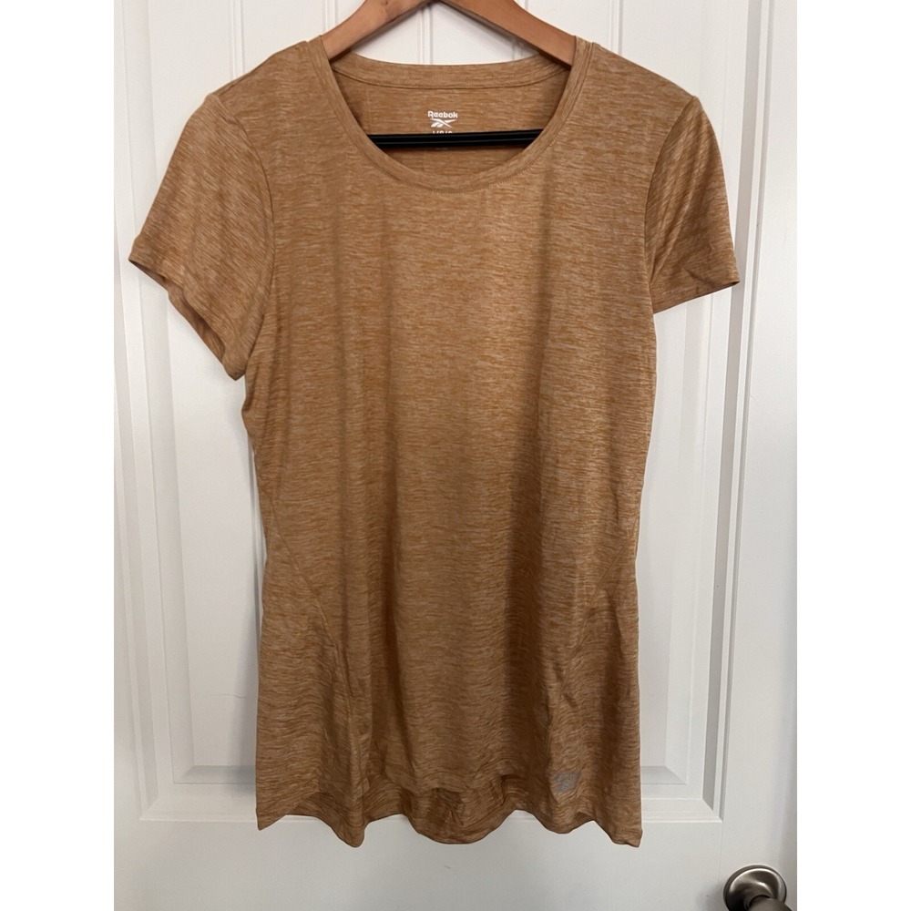 NEW REEBOK WOMENS SLIM FIT Large Top Shirt T-Shirt Heather Mustard Tee 130